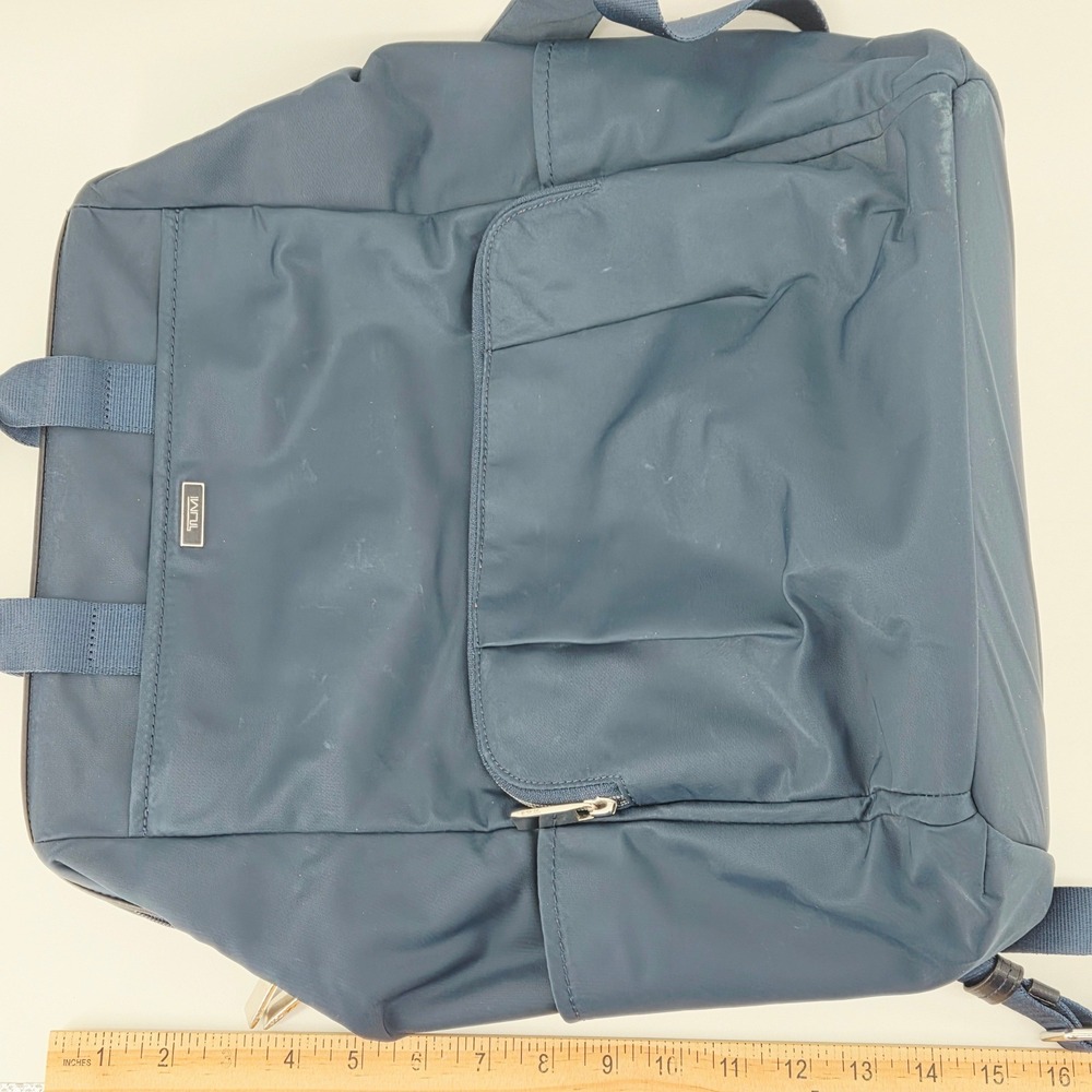 Tumi Mel Framed Blue Navy Nylon Convertible Backpack Bookbag Bag Wide Opening - Picture 16 of 16